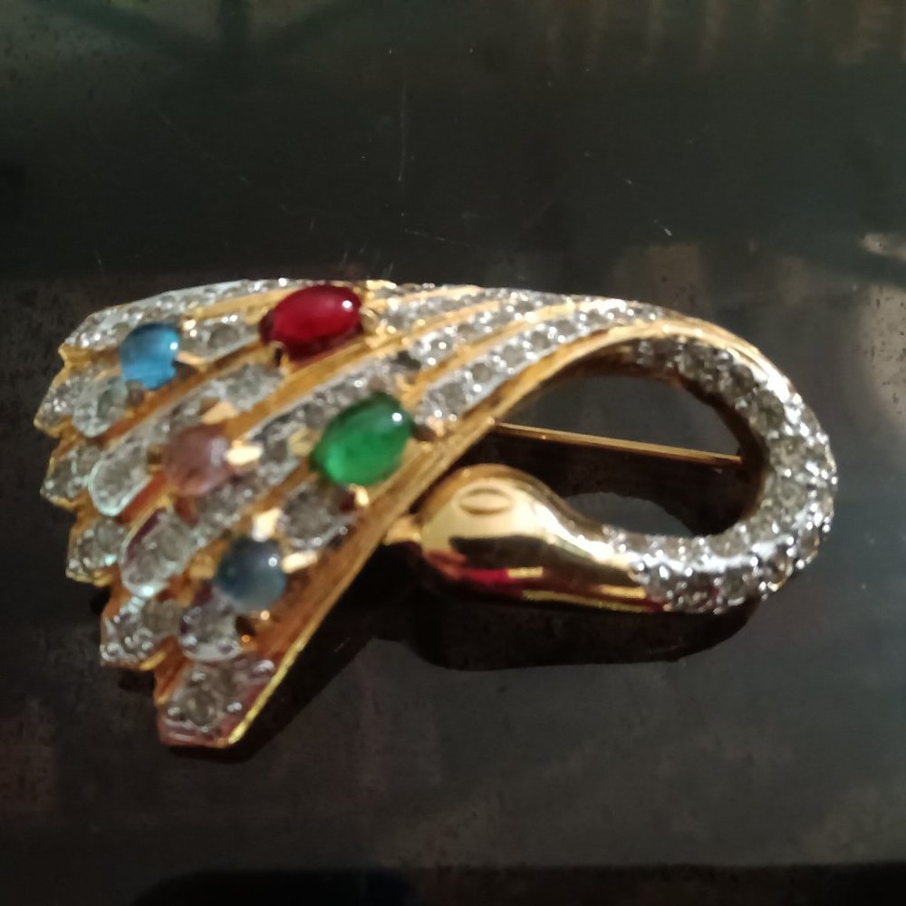 Vogue Bijoux Peacock 18k Gold Plated Brooch
